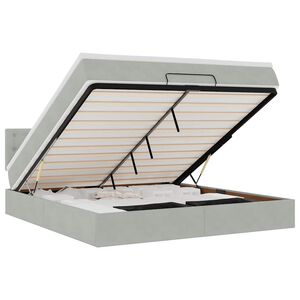 vidaXL Otomanska postelja z vzmetnico & LED Svetlo siva 160x200cm
