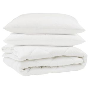 vidaXL Odeja z blazino 3 pcs Bela Mikrofibra