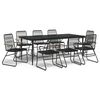 vidaXL Vrtna jedilna garnitura 9-delna črn PVC ratan