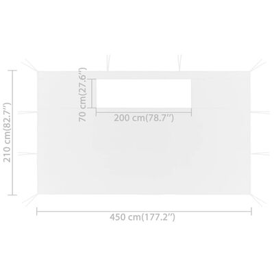 vidaXL Stranice za paviljon z okni 2 kosa 4,5x2,1 m bele 70 g/m²