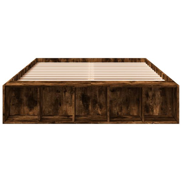 vidaXL Posteljni okvir dimljeni hrast 140x190 cm inženirski les