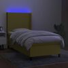 vidaXL Box spring postelja z vzmetnico LED zelena 80x200 cm blago
