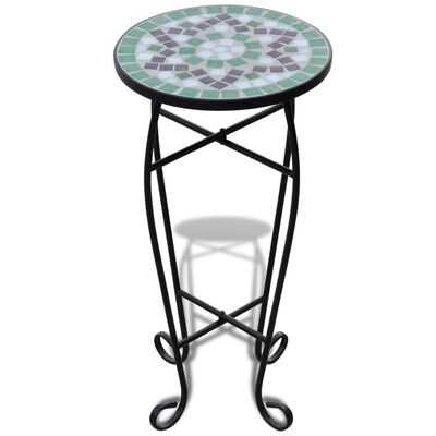 Stranska mizica za rastline mozaik zeleno bela
