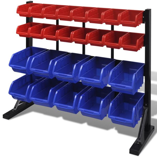 Organizator za orodje rdeči in modri zabojčki za montažo ob zid