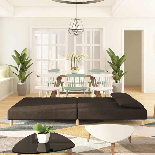 vidaXL Kavč dvosed z leži&scaron;čem in dvema blazinama rjavo blago