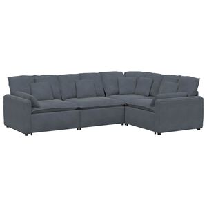 vidaXL Modularni kavč z blazinami žamet temno siv