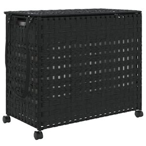 vidaXL Ko&scaron;ara za perilo s kolesi črna 66x35x60 cm ratan