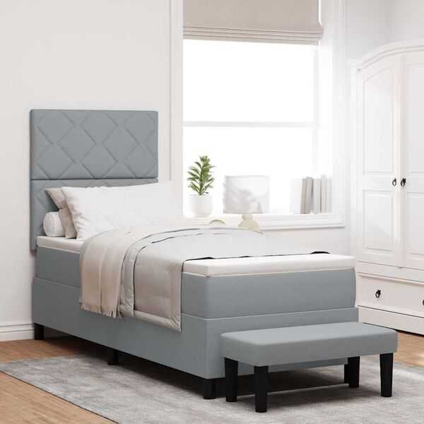 vidaXL Postelja z vzmetnico z vzmetnico Svetlo siva 80 x 200 cm blago