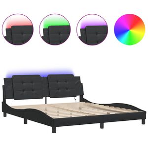 vidaXL Posteljni okvir z LED brez vzmetnice Zadar črn 180x200 cm