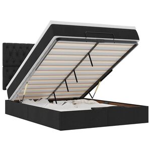vidaXL Otomanska postelja z vzmetnico črn 140x190 cm blago