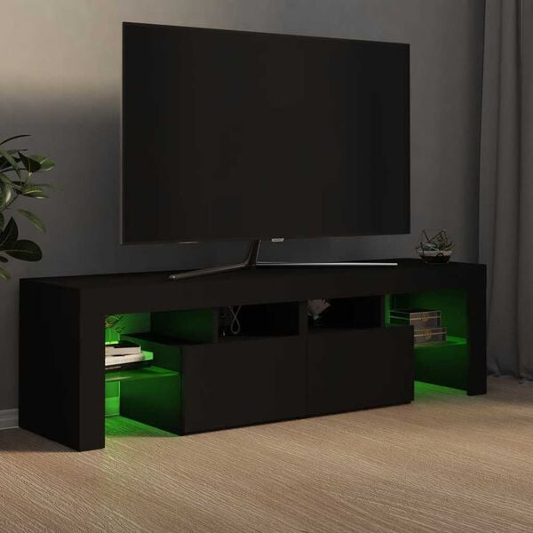 vidaXL TV omarica z LED lučkami črna 140x36,5x40 cm