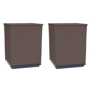 vidaXL Visok lonec 2 kosa rjave barve 30x30x37 cm polipropilen