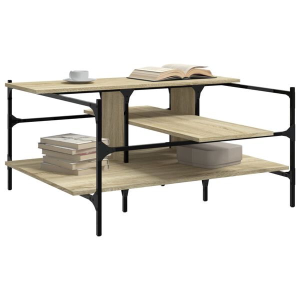 vidaXL Klubska mizica sonoma hrast 100x100x48,5 cm inženirski les