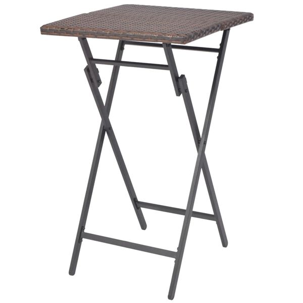 vidaXL Zložljiva bistro garnitura 3-delna jeklo in poli ratan rjava