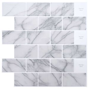 vidaXL Podhodna plo&scaron;čica 50 kos Beli marmor 30 x 30 cm