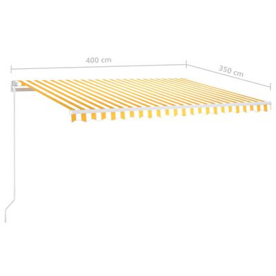 vidaXL Ročno zložljiva tenda z LED lučmi 400x350 cm rumena in bela