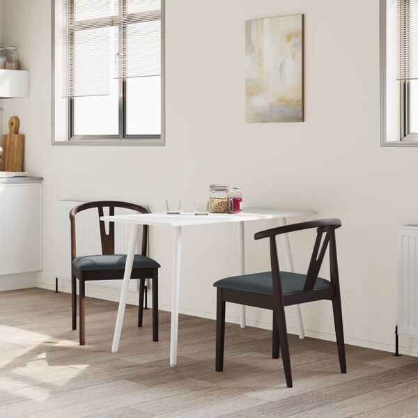 vidaXL Jedilni stol 2 pcs Svetlo rjava in črna Masivno gumovo les