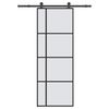 vidaXL Drsna vrata z opremo 76x205 cm ESG steklo in aluminij