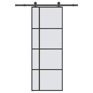 vidaXL Drsna vrata z opremo 76x205 cm ESG steklo in aluminij