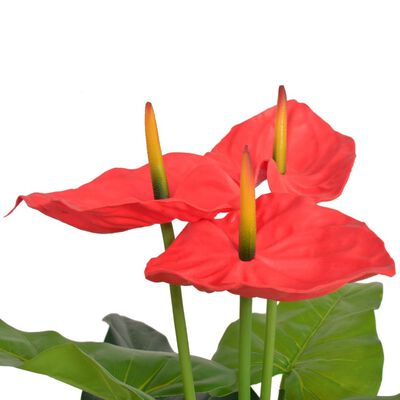 vidaXL Umetna rastlina flamingovec v loncu 90 cm rdeča in rumena