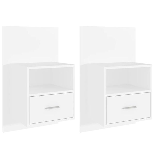 vidaXL Stenske nočne omarice 2 kosa bele