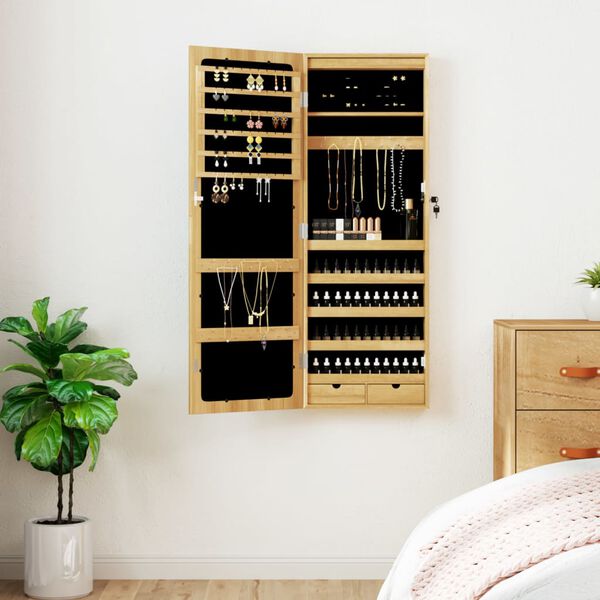 vidaXL Omarica za nakit z ogledalom in LED lučmi stenska