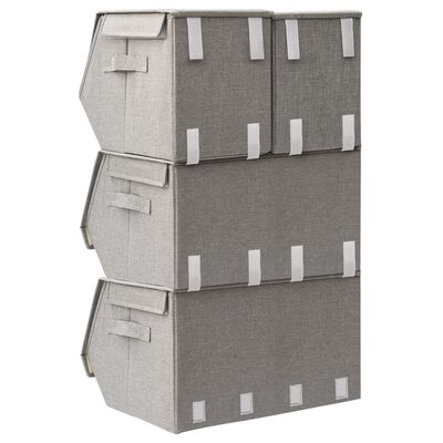 vidaXL Zložljive škatle za shranjevanje 4 kosi blago sive