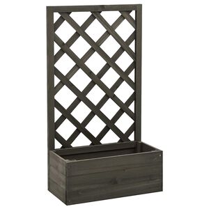 vidaXL Vrtno cvetlično korito z mrežo sivo 50x25x90 cm les jelke