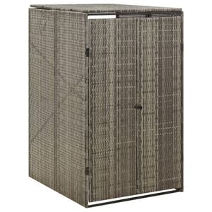 vidaXL Enojna lopa za smetnjak siva 70x80x117 cm poli ratan