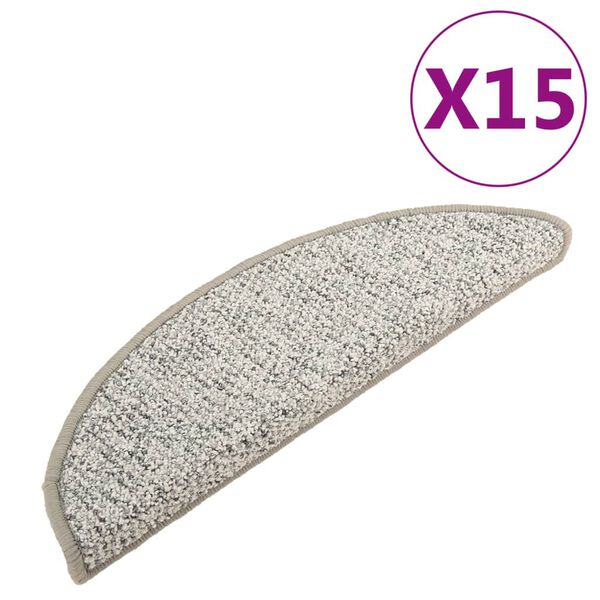 vidaXL Preproge za stopnice 15 kosov svetlo sive 56x17x3 cm
