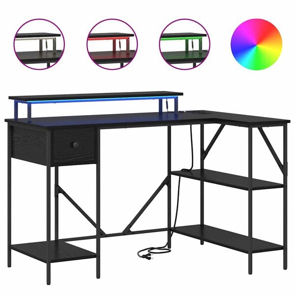 vidaXL Miza s polico Črna Orehovina 120 x 79 x 86,5 cm Konstruiran les
