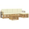 vidaXL Zunanja garnitura za sedenje 6 pcs Bela in krem 59 x 59 x 37 cm