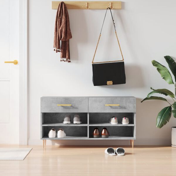 vidaXL Regal za čevlje betonsko siv 102x35x55 cm inženirski les