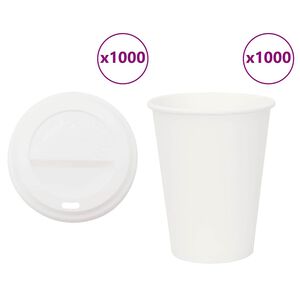 vidaXL Papirnate skodelice za kavo s pokrovčki 1000 kosov 12oz 300ml