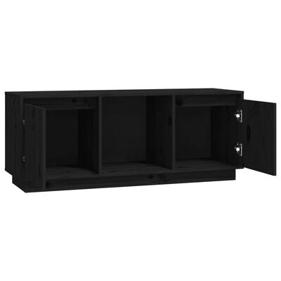 vidaXL TV omarica črna 110,5x35x44 cm trdna borovina