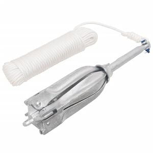 vidaXL Zložljivo sidro z vrvjo srebro 10 kg vroče pocinkano litino