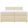 vidaXL Box spring postelja z vzmetnico krem 200x200 cm blago