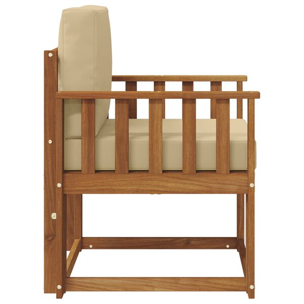 vidaXL Zunanji kavč Masivno akacijevo les in poliester Naravna