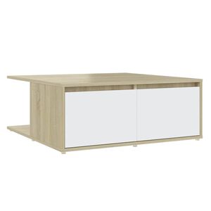 vidaXL Klubska mizica bela in sonoma hrast 80x80x31 cm iverna plo&scaron;ča