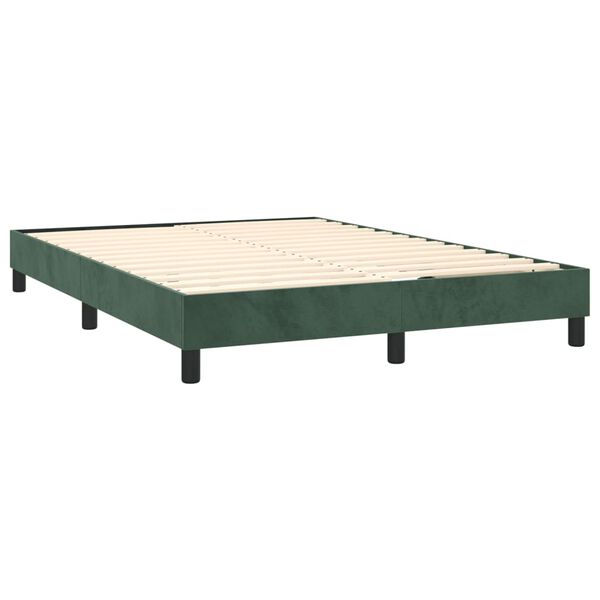 vidaXL Box spring postelja z vzmetnico temno zelen 140x190 cm žamet