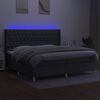 vidaXL Box spring postelja z vzmetnico LED temno siva 200x200 cm blago