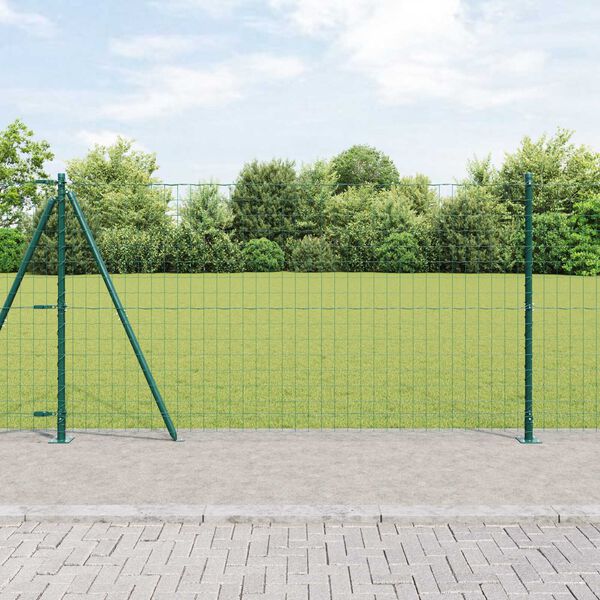 vidaXL Ograja s stebrom Zelena 1,2 x 25 m Jeklo