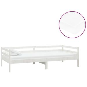 vidaXL Dnevna postelja z vzmetnico 90x200 cm bela trdna borovina