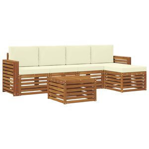 vidaXL Zunanja garnitura za sedenje z blazino 6 pcs Naravna in smetana