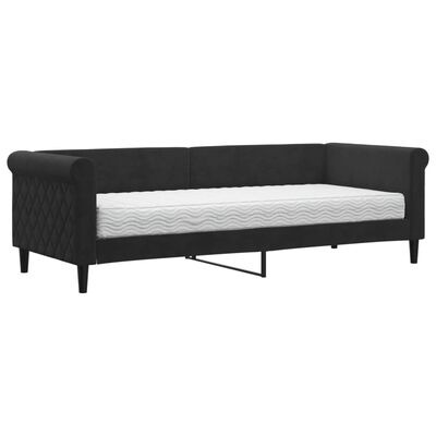 vidaXL Dnevna postelja z vzmetnico črna 80x200 cm žamet