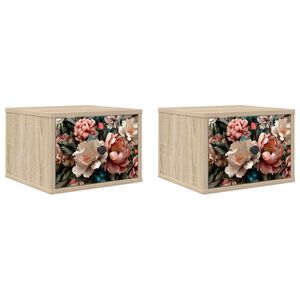 vidaXL Stenska nočna omarica BORNE 2 kos Sonoma hrast 36 x 33 x 25 cm