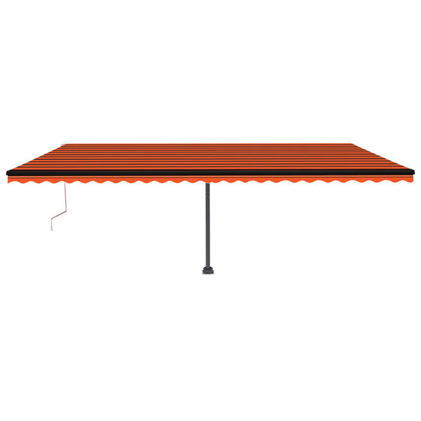vidaXL Avtomatska tenda LED + senzor 600x350 cm oranžna/rjava