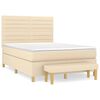 vidaXL Box spring postelja z vzmetnico krem 140x190 cm blago