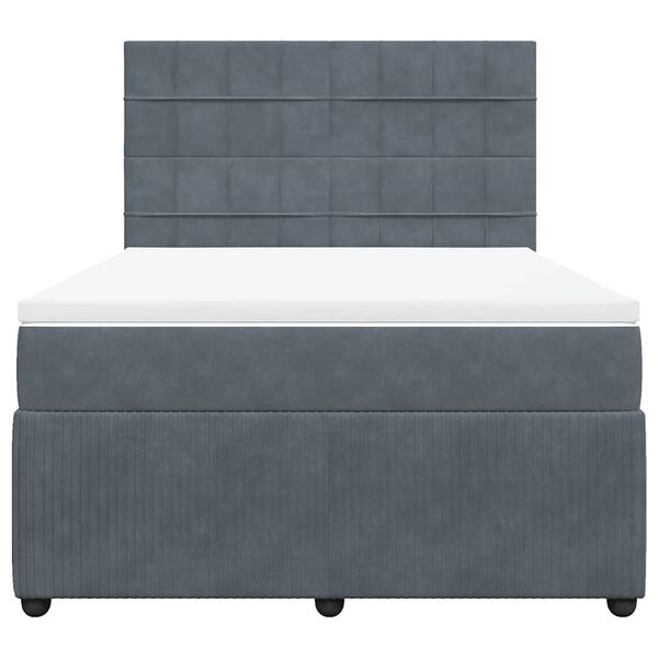 vidaXL Box spring postelja z vzmetnico temno siva 140x200 cm žamet