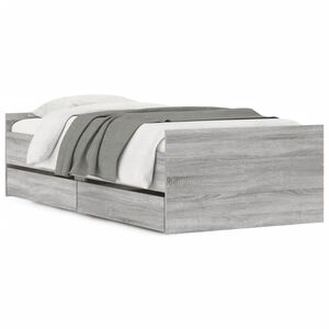 vidaXL Posteljni okvir s predali siva sonoma 100x200 cm